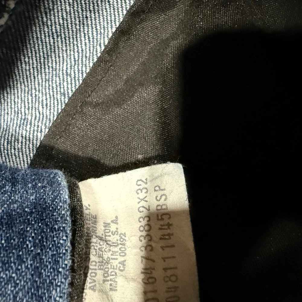 Lee 32x32 Denim Trousers Mens Dark Blue Vintage Wide Leg Heavy Cotton USA Made